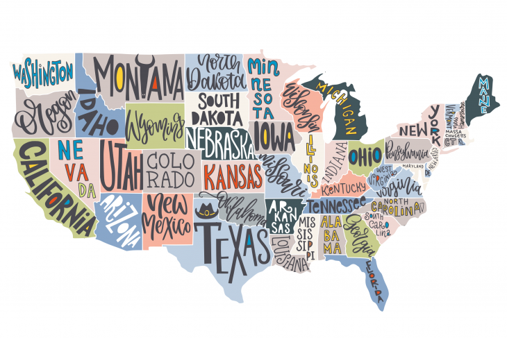 Map of the united states - states with teacher shortages in the us. 