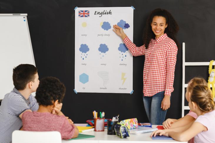 Teacher in an ESL classroom.